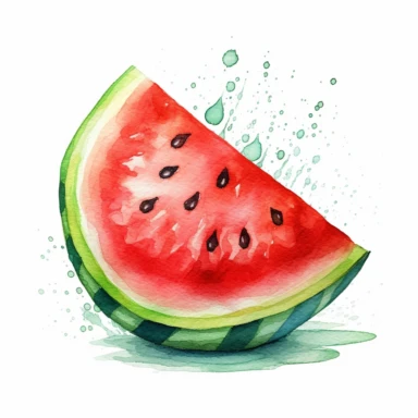 watercolor colorful clipart of a juicy watermelon slice, hd, on white background