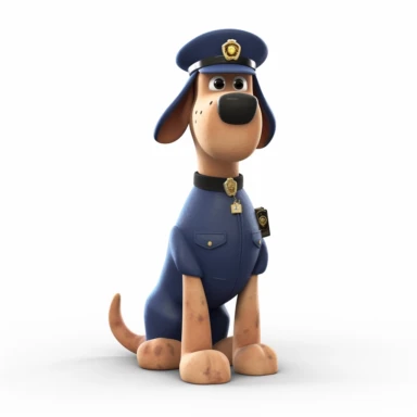 claymation dog police officer clipart, hd, on a white background, spaced out,