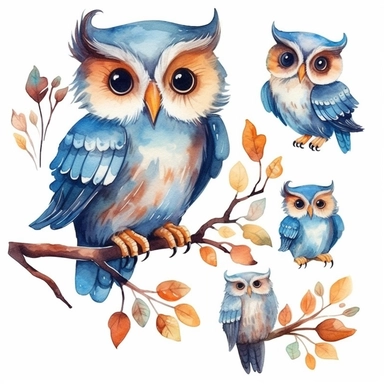 watercolor cute owl clipart