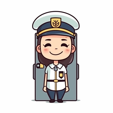 happy cute Lift Attendant face, cartoon, clipart, mascot, isolated on white background