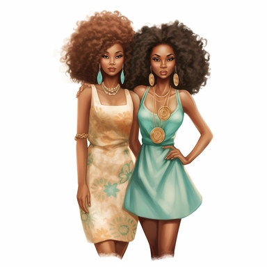 soul sisters Black African-American beautiful women,soul sister,clipart posing,4 feet tall