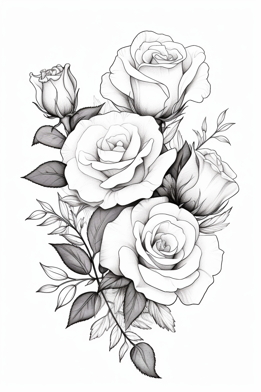 black and white rose clipart