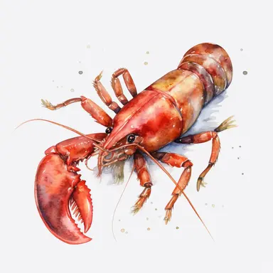 Watercolor crawfish clipart, white isolated background, space out, hd
