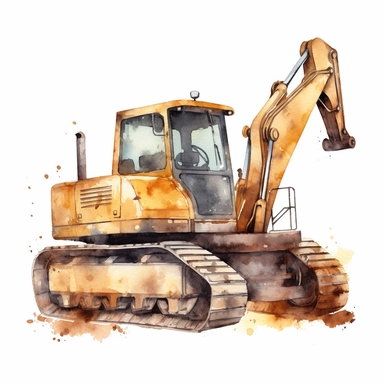 Construction Vehicle clipart on a white background, watercolor