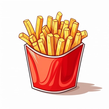 clipart of french fries, cartoon style, vector, on a white background