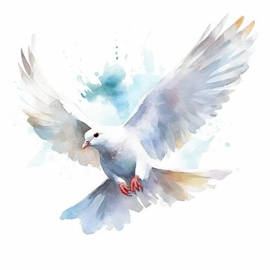 isolated clipart on a white background of a watercolor happy beautiful flying white pigeons illustration, in the style of zbrush, storytelling, mashup of styles, in the style of daniel f. gerhartz, transcendent, nikon d850, art of burma, captures the essence of nature, in the style of organic forms and patterns, expansive skies, hyper-detailed illustrations, i can't believe how beautiful this is, lively colors