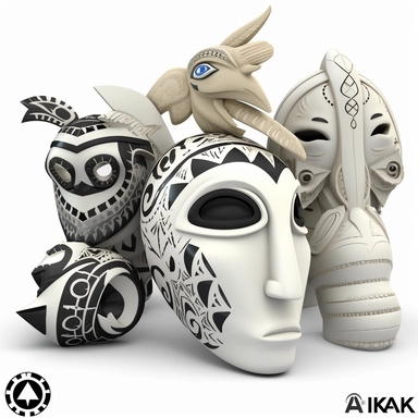 ticker clipart cartoon of a Adinkra symbols, the Sankofa bird, the Ankh, and African masks tribal african gear, 3D, disney pixar style, white background ,high definition, high resulotion, highly detailed,16K