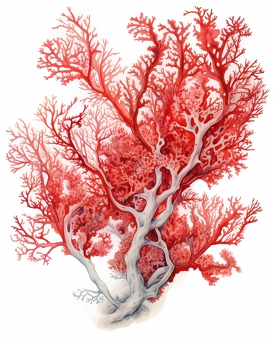 watercolor painting of red fan coral on white background beautiful multi - headed pale, Flora Design Patterns, Flemish Baroque by Rachel Ruysch, Behance, Rococo, Intricate Detailed, Soft Light Effect, Oil Paint Strokes, Light Academia Aesthetic Flowers, Lighting cinematic, all shown shimmering stamens, tyndall light, light effect, texture, colorful, 8k, fantasy, ray tracing, depth of field, vivid, spectacular lighting, octane rendering, highly detailed, ultra - realistic, white background, clipa