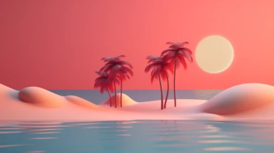 3d abstract summer nature beach object clipart with Gradient Color Overlay Background, minimal, soft color, artistic, high resolution, 8K, Canon 5d Mark IV 35mm IS F1.4 lens,