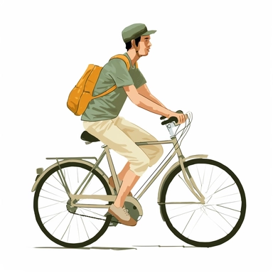 a guy on a bicycle, clip art, white background
