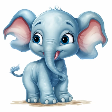 Clipart of a cute baby elephant, full body