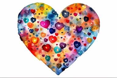 Watercolor, Craft a heart shape using colorful buttons clipart, hd, on a white background, spaced out