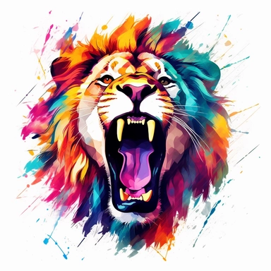 Roaring Lion Clipart colourful gravity art white background