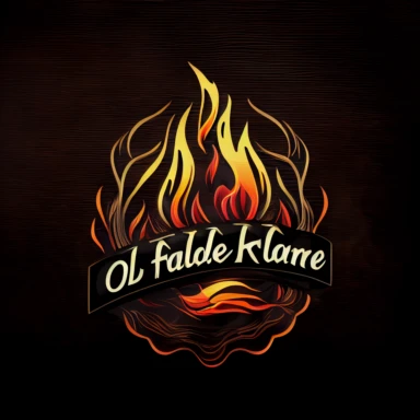 logo for Old Flame Radio with flames and smoke, simple, Clipart design
