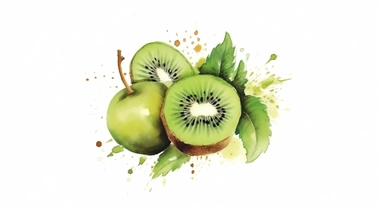 Kiwi juice logo watercolor,simple Watercolor, hyper realistic, white background, white margins, 16k, ultra detailed clipart, cut out image, hand - drawn, whimsical manhwa style, ultra HD, sharp and clean art photo-realistic, ultra sharp, simplicity, higher coherence, minimalism, ultra detailed, hyper realistic details, beautiful, modern, OC rendered, 32k uhd , insane details, intricate details, Photoshoot, Depth of Field, captured with Phase One XF IQ4 camera , 200 Mega Pixel lens,
