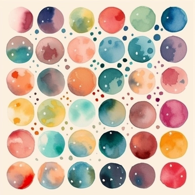Hand Painted Colorful Watercolor Dot, Circle, Splotche Clipart