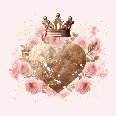 make Heart Crown clipart, rose gold foil and gold glitter Valentine crown clip art