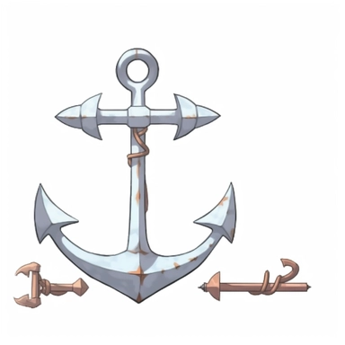 medieval anchor heavy 150 kg, Clipart watercolor, without details, minimalist, white background,
