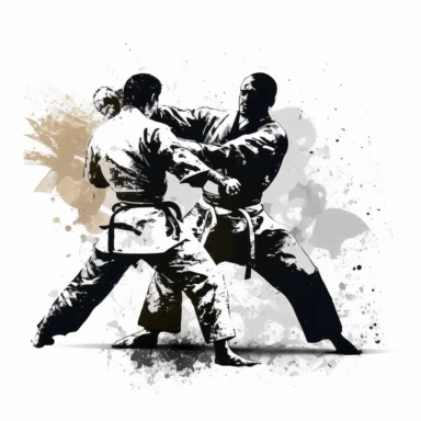 Two brazilian jiu jitsu fighting, clipart, white background
