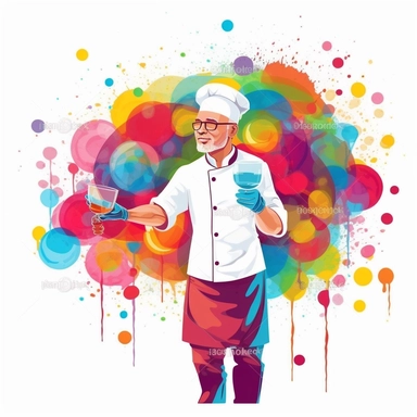 right Colorful Clip Art for chef kitchen, 2D, Vector, Flat separated on white background