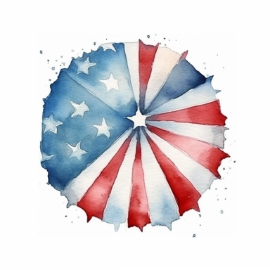 4th of July, watercolor clip art AR 3:2