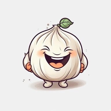 cute Garlic, happy and smiling, bold line, clipart, sticker, white background, no shadow, 8k detail