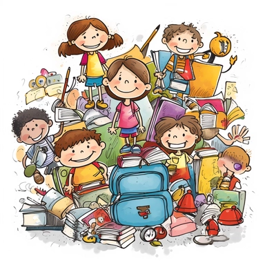back to school time capsule, children, clip art, no background