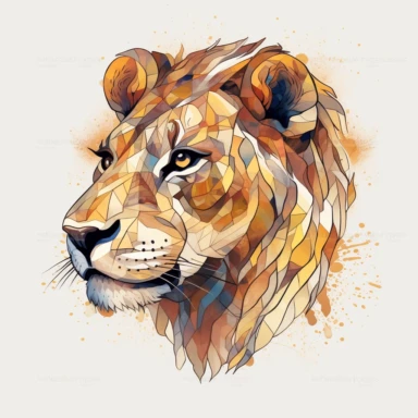 vector art, logo design, male lion drawing, male lion clipart, transparent background, 4k quality, flawless drawing jaguar, Alebrije, abstract, Illustrators, by Sabbas Apterus , no writing