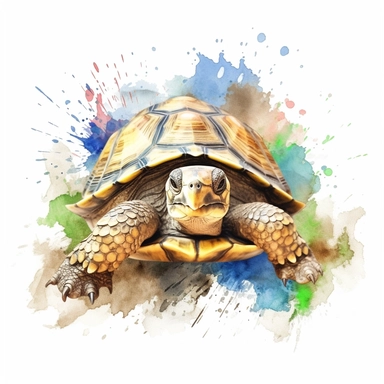 watercolour illustration free brushstrokes, beautiful and joyful, turtle, mark brooks, naturecore, animal clipart, isolated on a white background