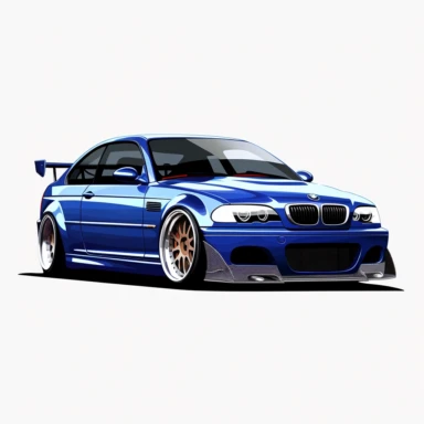 Bmw e46 clipart dark blue white background