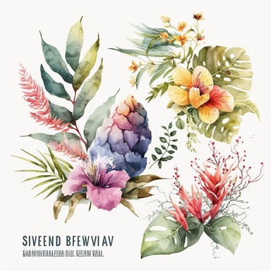 wedding watercolor tropical wildflowers delicate expensive looking clipart no background