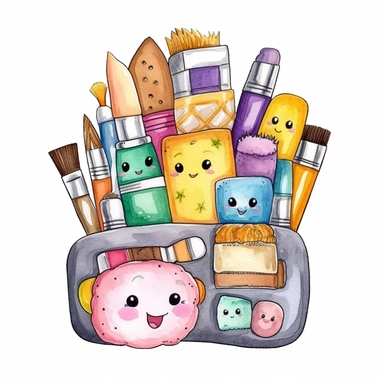 A cute cosmetic, Perfect for nursery art and children’s book illustration style, simple, cute, bright color, clipart, watercolor illustration, single object, white background for removing background