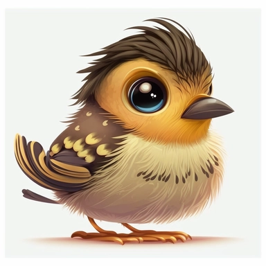 cartoon of mutt mixed baby bird, cute, funny, clipart style, vector style, white background