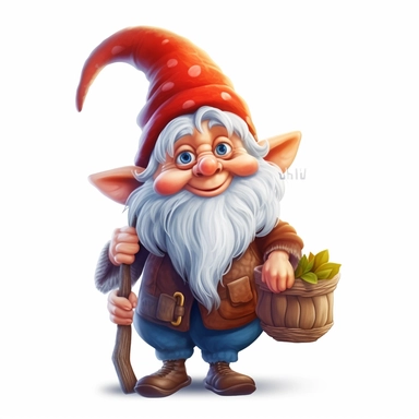 gnome woman clipart, white background