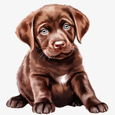 clipart drawing, chocolate lab puppy, white background