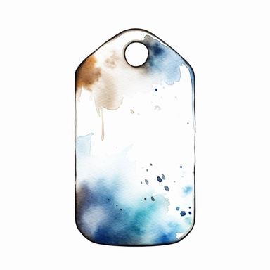 Watercolor dog tag clipart, white isolated background, space out, hd