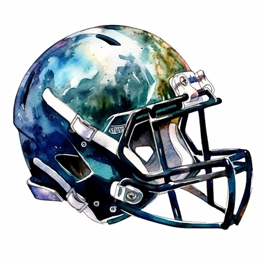 a football helmet, realistic, clipart on white background, watercolor