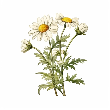 single branch of chamomile, clipart, watercolor, vintage--q2