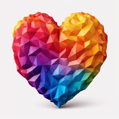 a clipart heart using the colors of an lgbtq flag