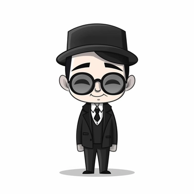 happy cute Funeral Director face, cartoon, clipart, mascot, isolated on white background