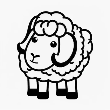 Simple outline of a Ram, kids cartoon, minimalist, black on white, lineart, 2d flat file, silhouette, clipart, uninterrupted outline as in an svg, perfect outline corners, make it an outline svg and fill color white, exact outline, the line should not be thickened, the line should not be thicker or thinner, the outline of the line should be thin, maximum 1 millimetre.