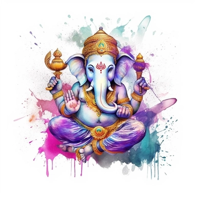 realistic watercolor ganesh clipart illustration