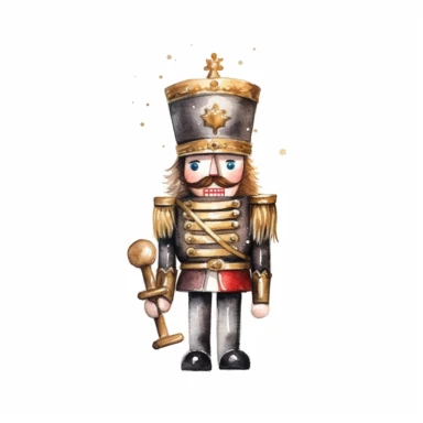gold nutcracker illustration soft watercolour high resolution white background clipart