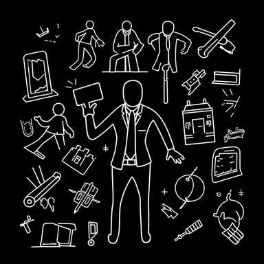 crime drugs and mayhem as corporate clipart icons, black line art icons