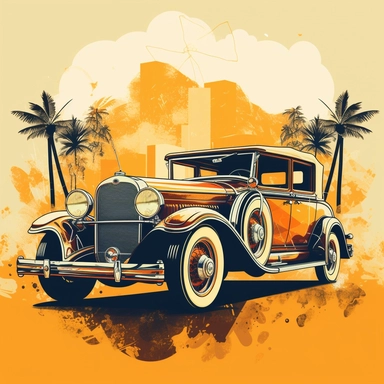 Vector summer vintage car vector clip art generative ai
