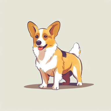 cute Welsh Corgi Cardigan, clipart, iconography, minimalist, transparent background