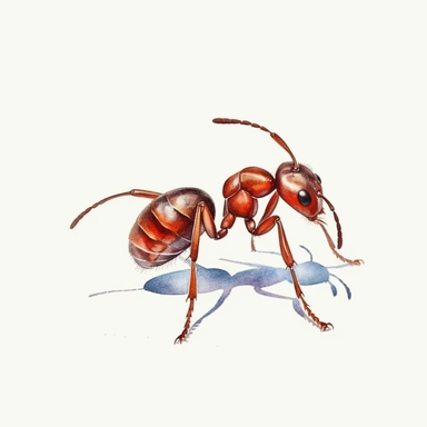 Watercolor clip art on white background, Ant in action, high-resolution image, soft pastel, cinematic, dramatic, ultra realism,4k, very detailed, white background,