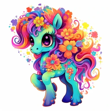 clipart Lisa Frank inspired pony cute