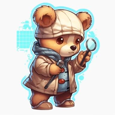 Cute Teddy Bear Clip Art, sticker, different move, wearing clothes, white background, 4K, Scientist, doing research