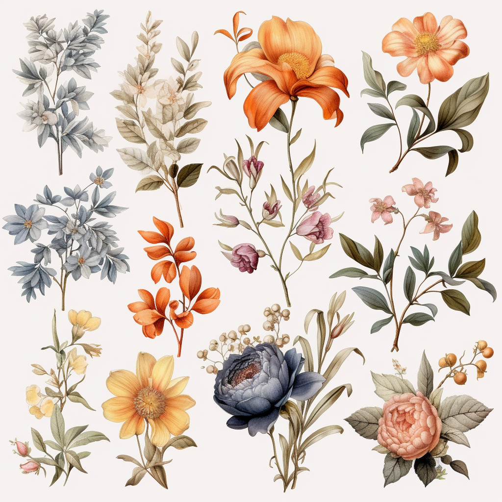 floral cliparts vintage